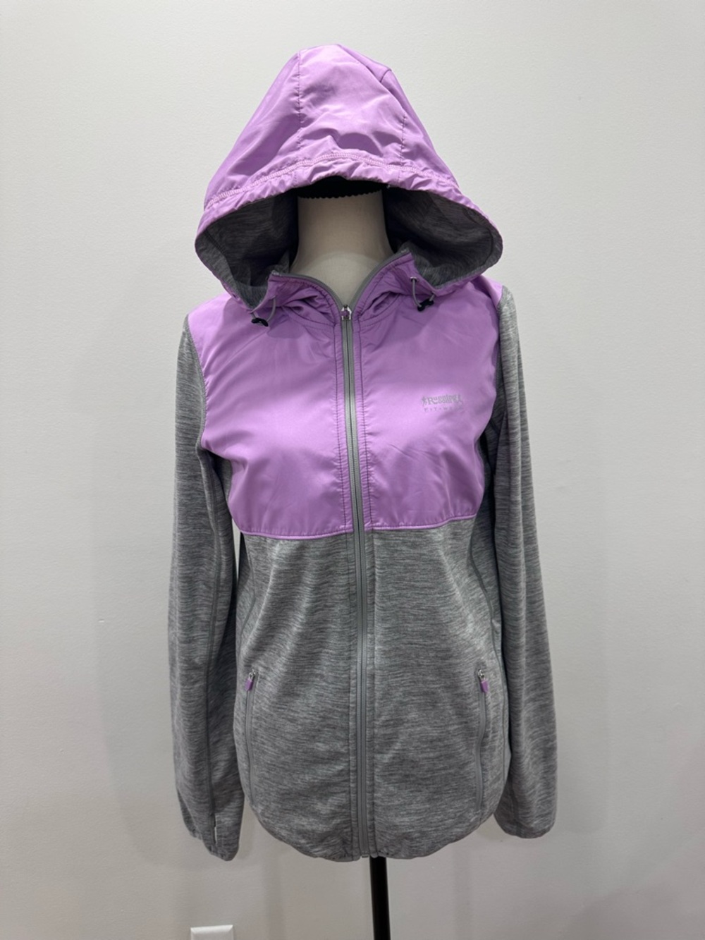 Running Room FitWear Light Purple Heather Gray Grey Hoodie Zip-Up Jacket Size XS